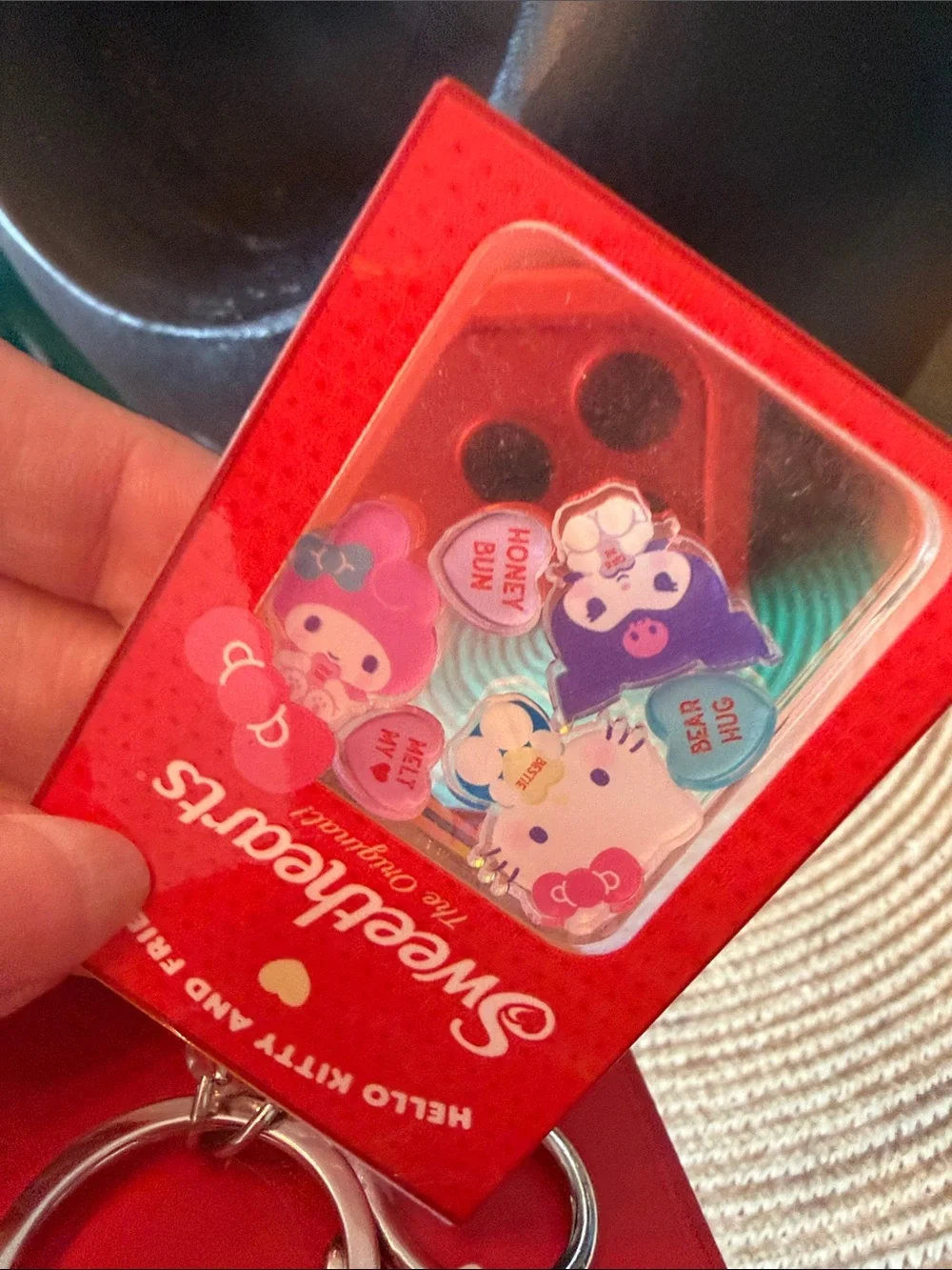 Hello Kitty x Sweethearts Red Box Candy Keychain w/Moving Sanrio characters